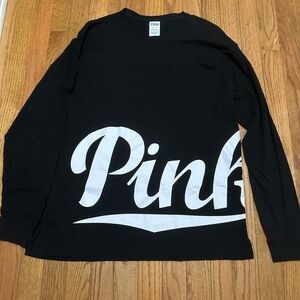 Women’s Victoria's Secret Black Long Sleeve with White Logo Size Medium
